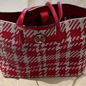 Tory Burch Leather Woven Tote Style Handbag